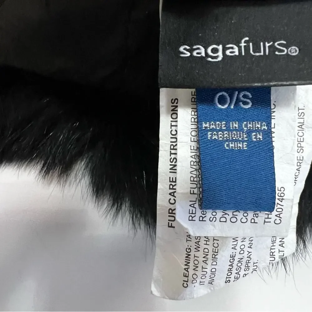 Pajar Canada Black Fur Trapper Hat | Origin Assured Fur Saga Furs | O/S  | Poms
